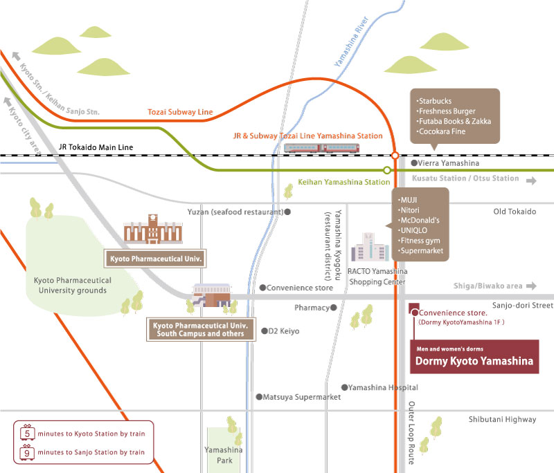 Kyoto Pharmaceutical University Area Map